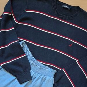 Nautica mens Navy striped pullover knit sweater Size Xxl